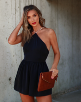 Zephyr Embellished Pocketed Romper - Black Oshnow